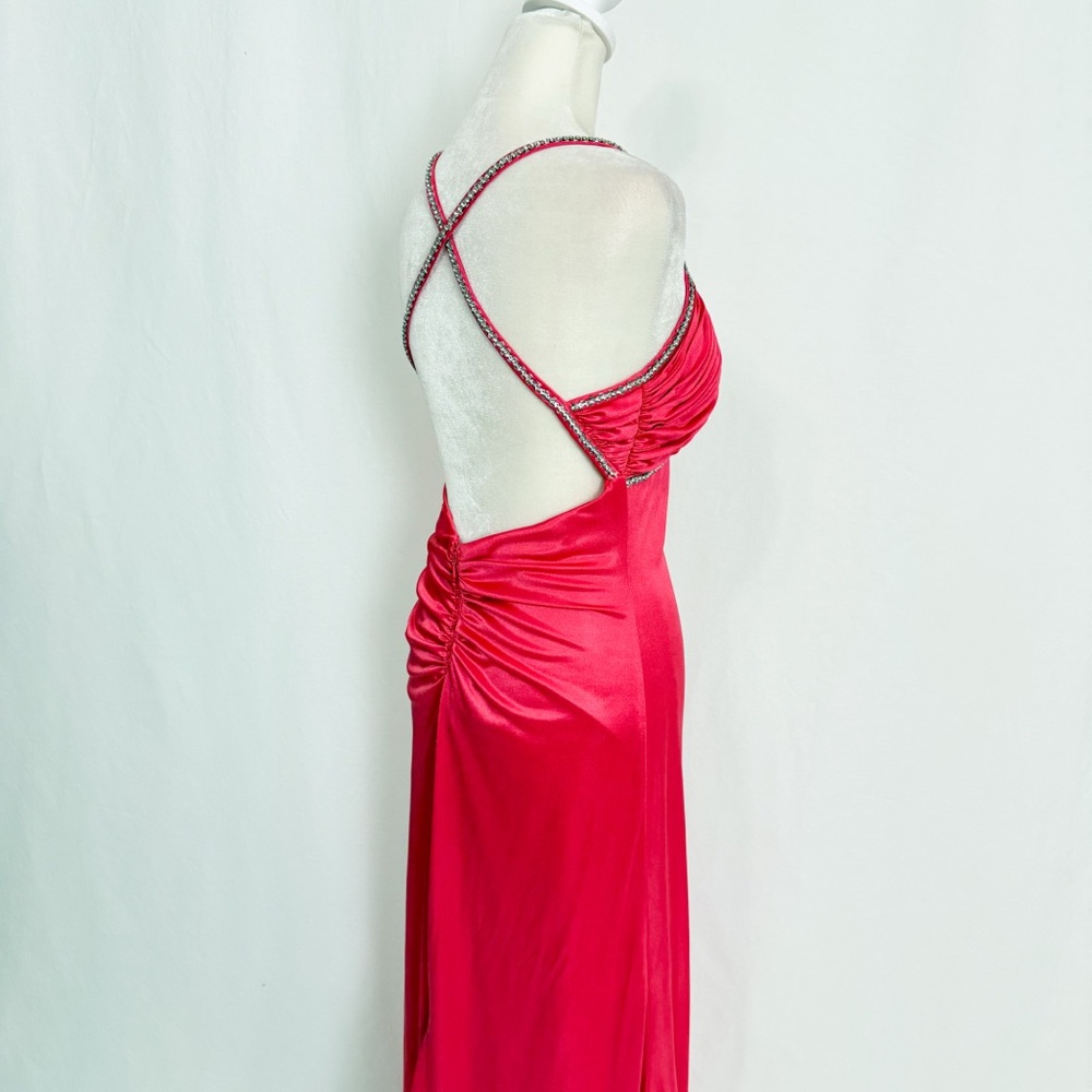 Vintage 90s Y2k Red-Orange Satin Prom Dress